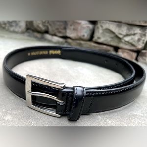 NWOT Men’s Sportoli sz 34 Black 1.25” wide Genuine Leather belt w/ silver buckle